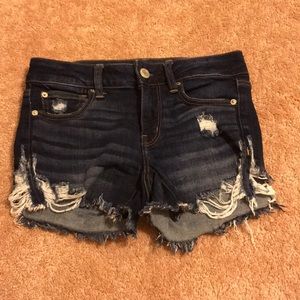 American Eagle dark wash denim shortie shorts